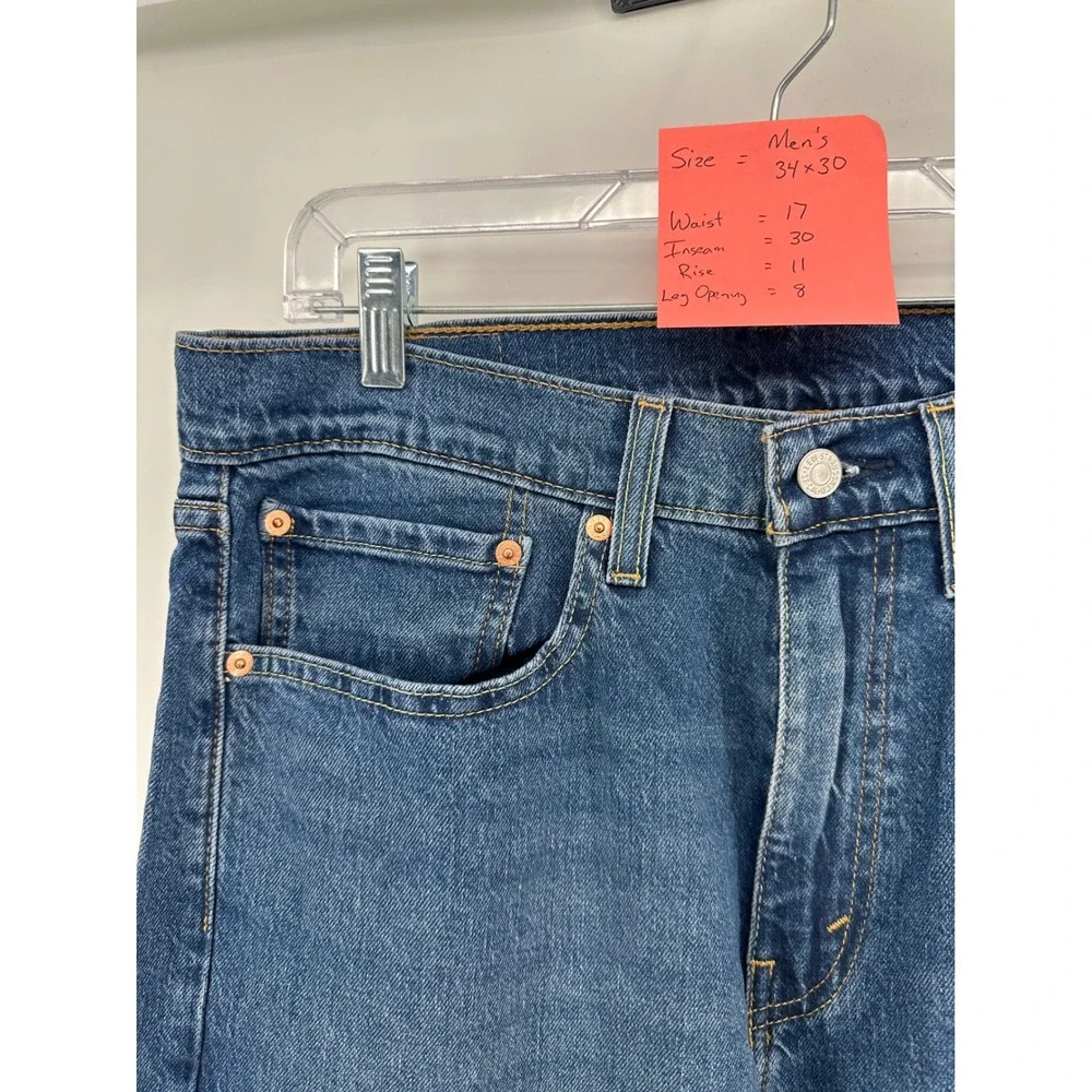 Levi's 505 Regular Fit Mens Blue Straight Leg Denim Jeans 34x30 00505-2958